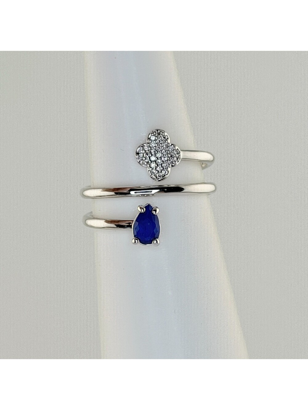 Bomb Party Sz 8.5 "Glitz Happens" CLOVER Twilight Sapphire +Quartz Rhodium